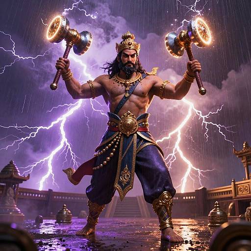 Indra, Thunder God with Twin Hammers