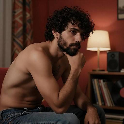 Contemplative Man in a Warm Room