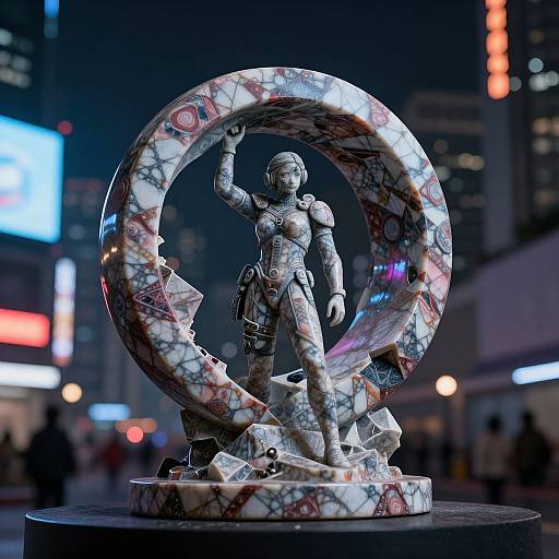 Cyberpunk City Marble Sculpture Shoot