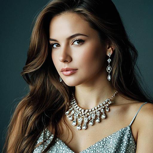Elegant Woman Wearing Sparkling Jewelry
