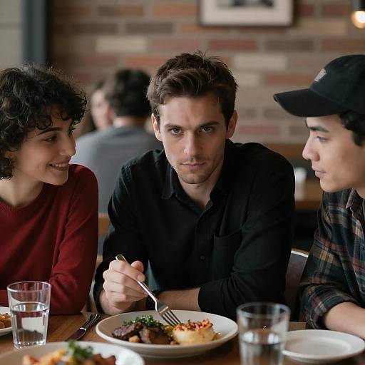 Dining Moments: Friends at a Restaurant