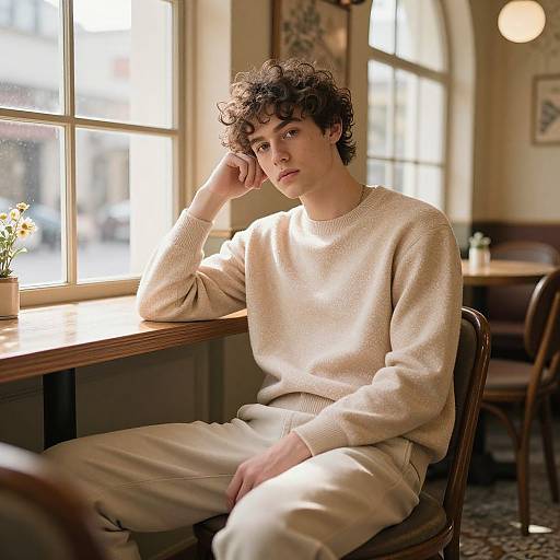 Elegant Vintage Cafe Portrait