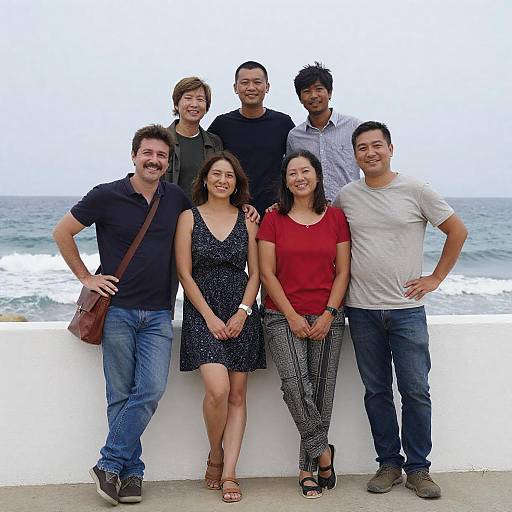 Casual Ocean Group Photo with Smiles