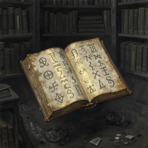 Ancient Magical Book Floating in Arcane Library