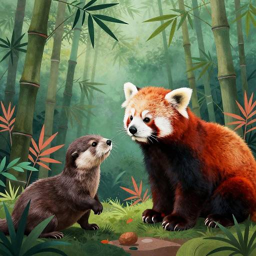 Regal Red Panda and Curious Otter