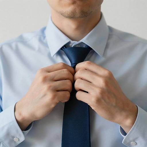 Elegant Close-Up of a Man Tying a Tie