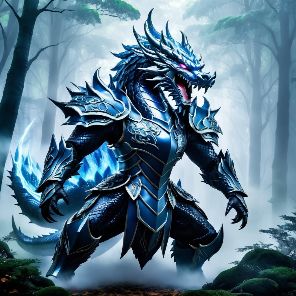 Fierce Dragon in Mystical Forest Scene