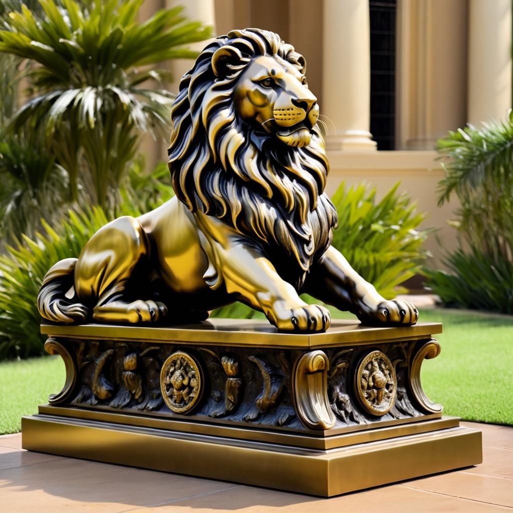 Majestic Lion Statue in Classical Realism