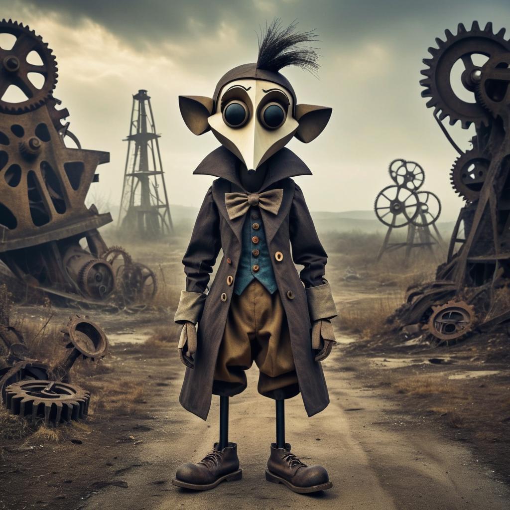 Dark and Twisted Pinocchio in a Surreal Landscape