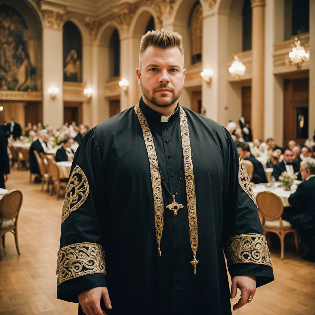 Curvy Priest in a Grand Ballroom Gala