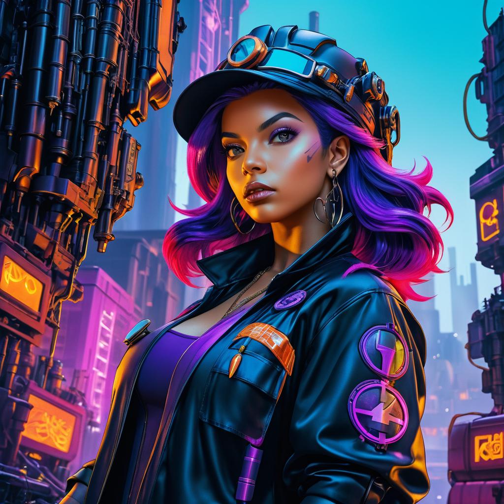 Powerful Witch in Cyberpunk Style