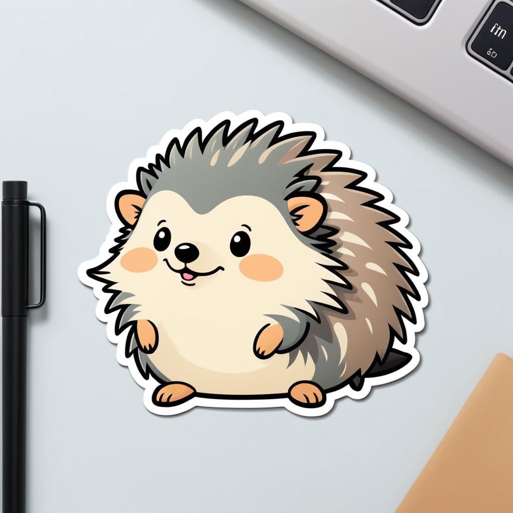 Playful Cartoon Hedgehog Sticker Design