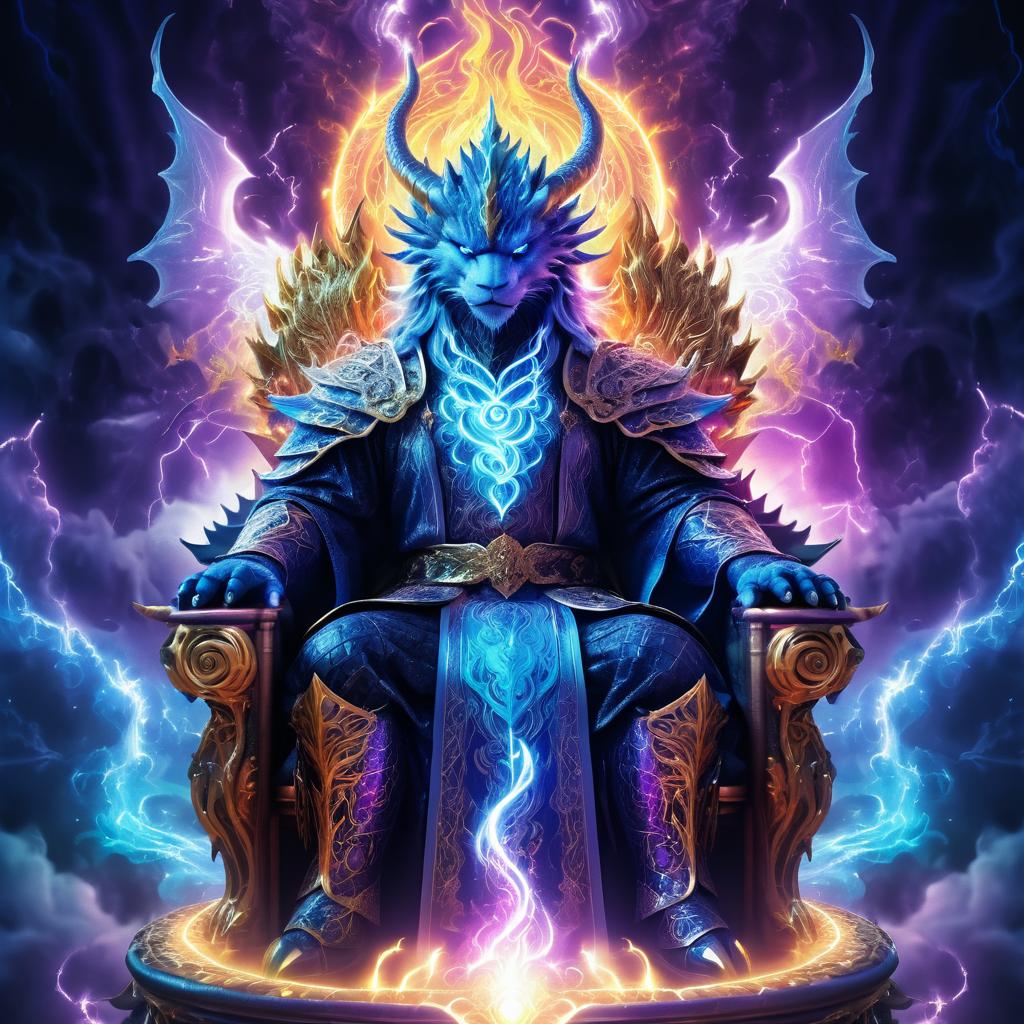 Majestic Dragon Lord on Throne