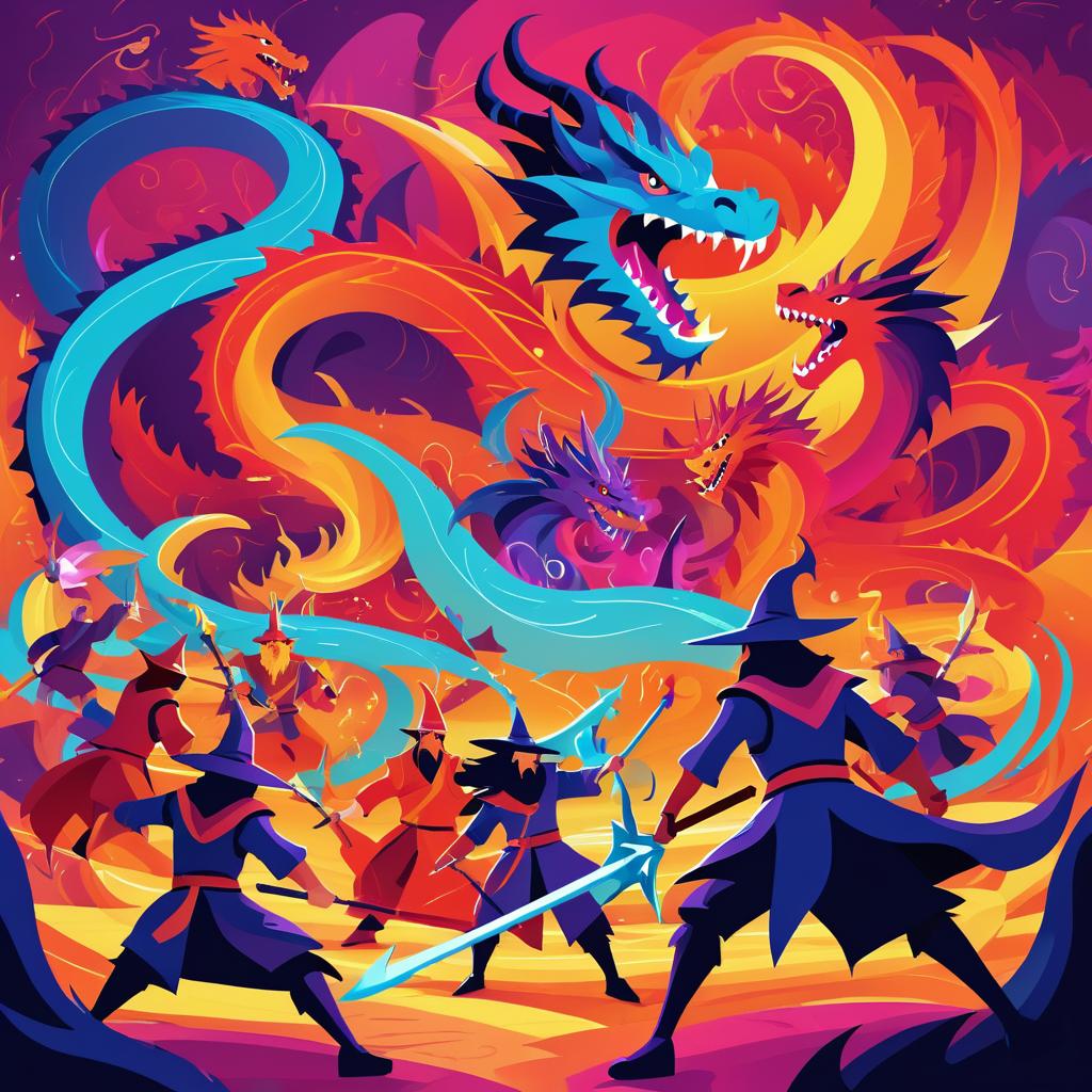 Epic Wizard Showdown Against Cartoon Dragon