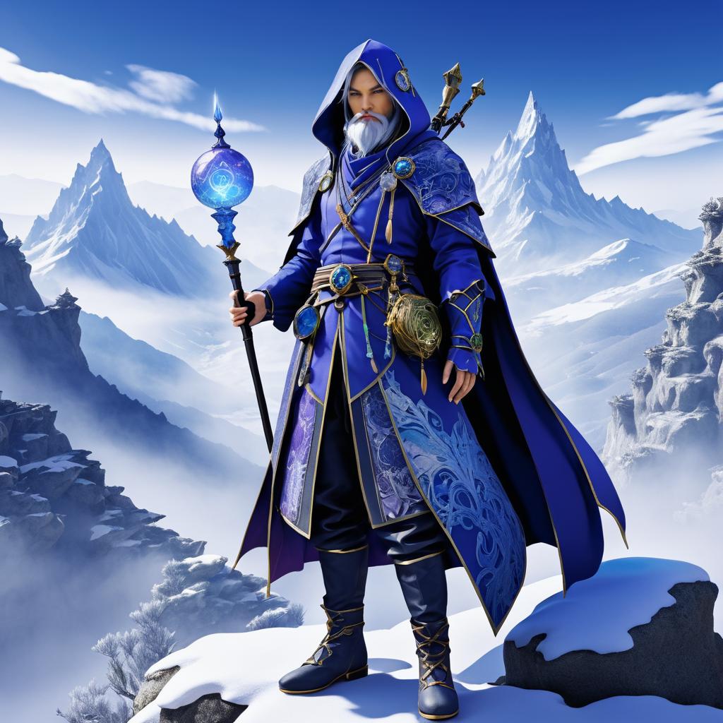 Mysterious Alchemist in Mountain Landscape