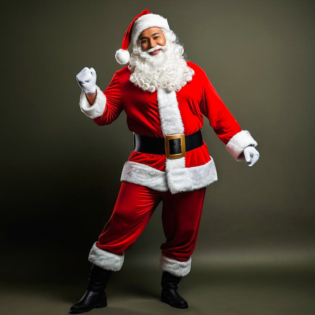 Cheerful Young Man in Santa Costume