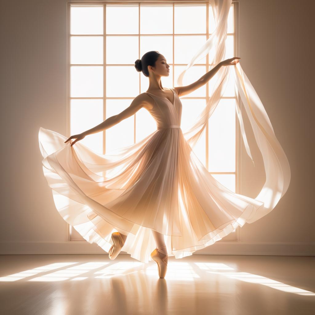 Elegant Dancer in Sunlit Studio