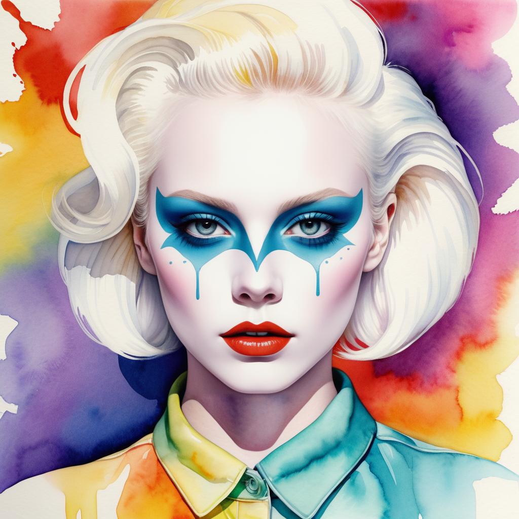 Vivid Watercolor of Albino Pop Artist