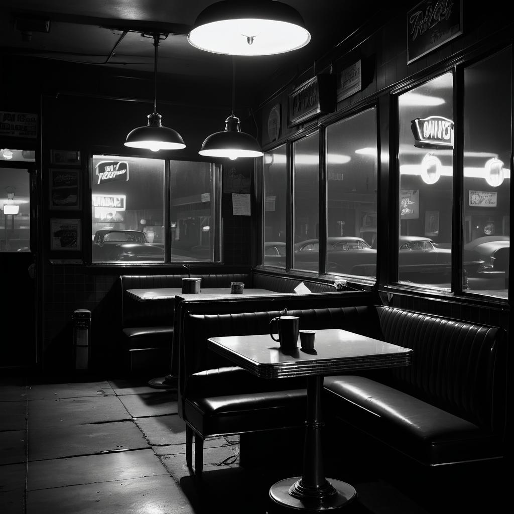 Noir Aesthetic Grimy Diner Scene