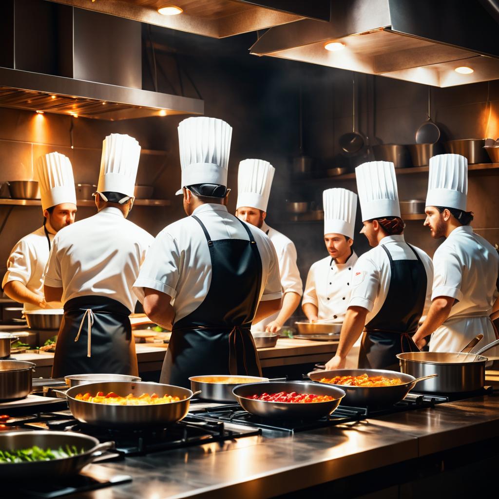 Epic Group of Chefs in Rustic Kitchen