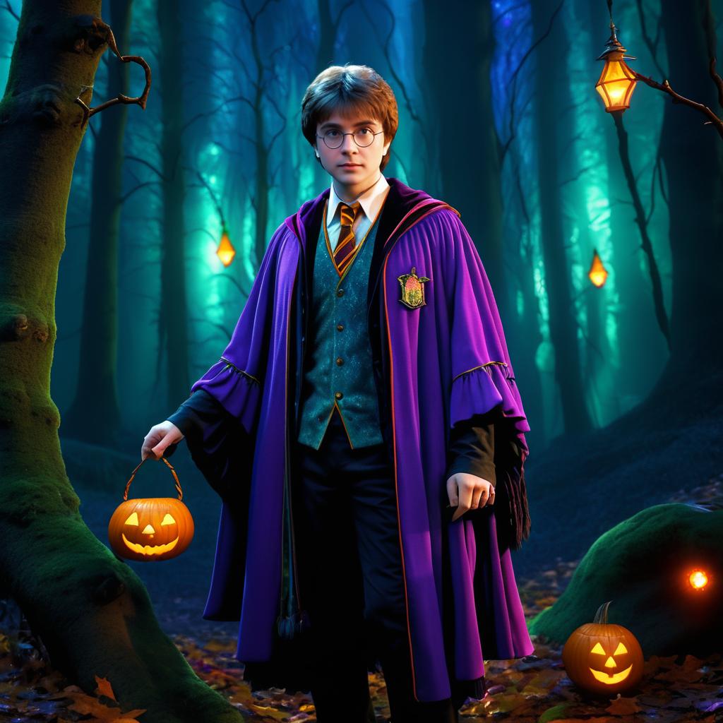 Harry Potter in a Magical Halloween Scene