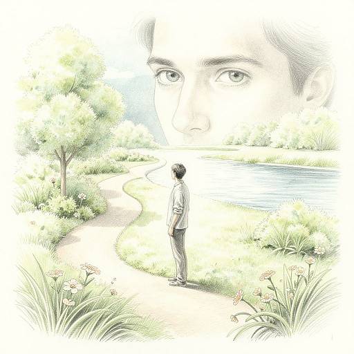 Serene Landscape Design with Man