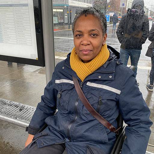 Rainy Bus Station Candid Wheelchair Portrait