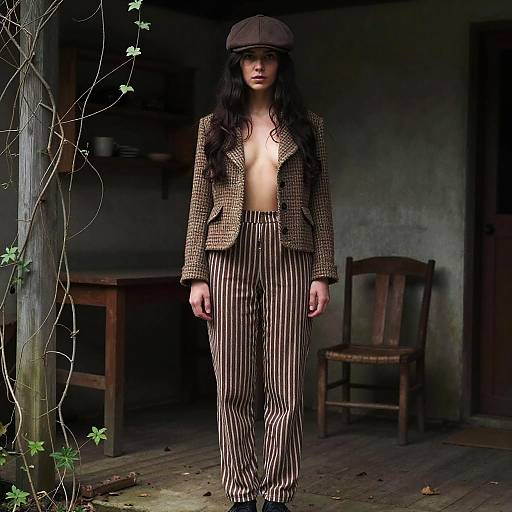 Vintage Woman in Rustic Outdoor Setting
