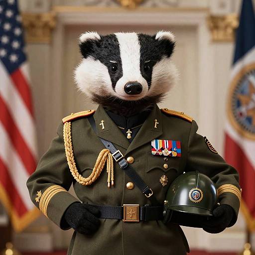 Anthropomorphic Badger President Portrait