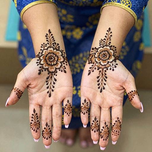 Intricate Henna Hands with Floral Design
