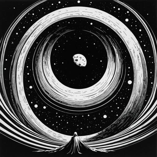 Cosmic Void Illustration in Black and White