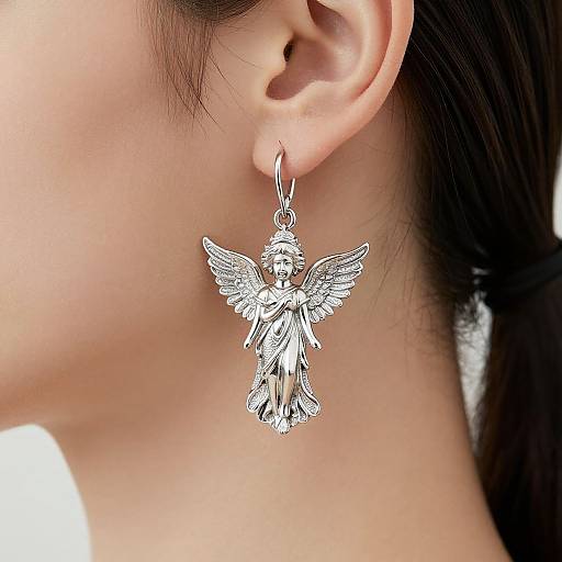 Elegant Silver Angel Earrings Design