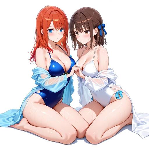 Vibrant Beach Fashion: Two Stylish Girls Vibrant Beach Fashion: Two Stylish Girls