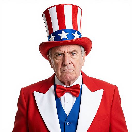 Patriotic Elderly Man in Striped Hat