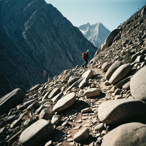 Mountain Climber on Rocky Trail