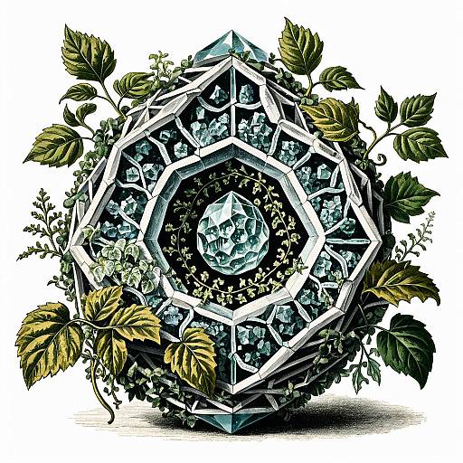 Vintage Botanical Study of Geode and Ivy