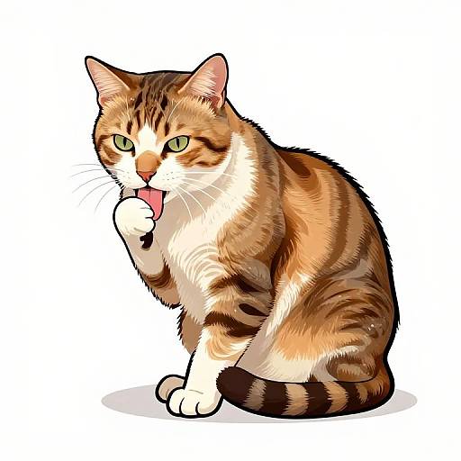 Graceful Cat Wet-On-Wet Illustration