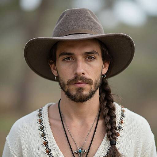 Boho Male Outfit with Beard and Jewelry