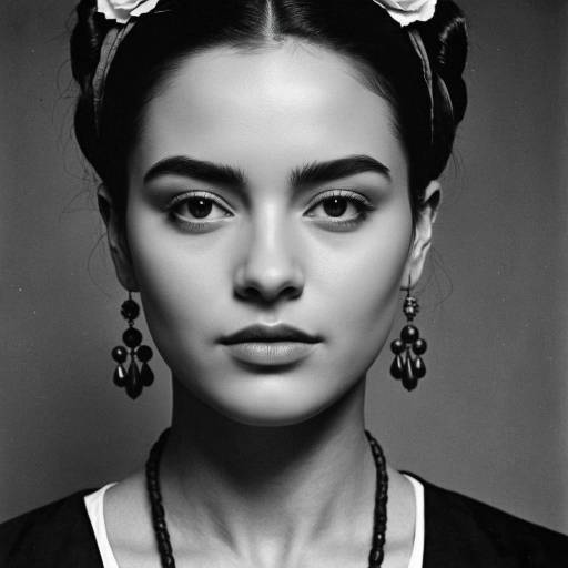 Serene Female Portrait in Frida Kahlo Style