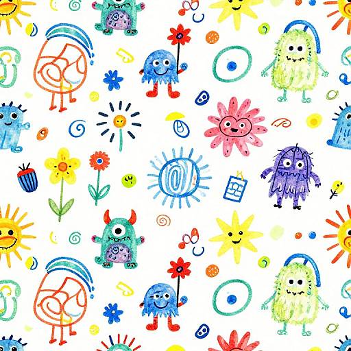 Cheerful Hand-Drawn Doodles Pattern