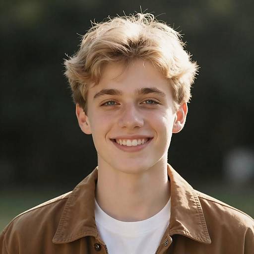 Smiling Young Man in Sunlit Portrait