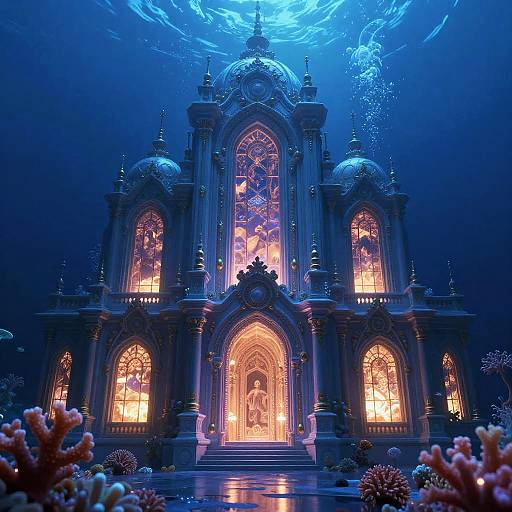 Bioluminescent Coral Cathedral Underwater