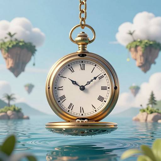 Colossal Pocket Watch Over Tranquil Sea