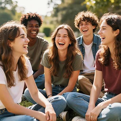 Diverse Friends Laughing on Sunny Day