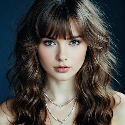 Realistic Portrait of a Girl with Fringe