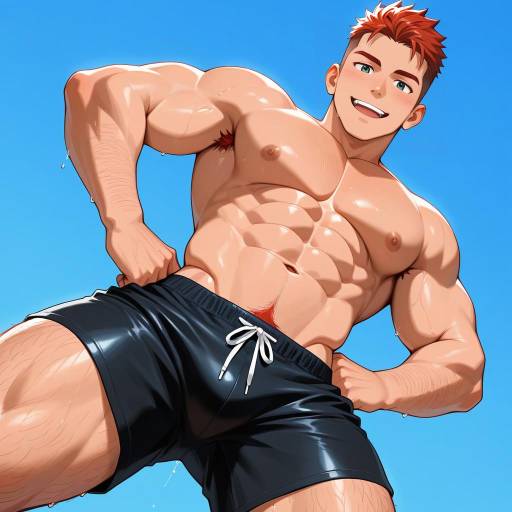 Athletic Male Model in Swimwear Pose Athletic Male Model in Swimwear Pose