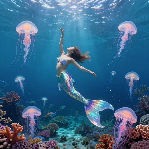 Surreal Underwater Mermaid Dance