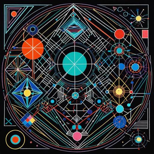Neon Geometric Crystal Circuitry Diagram