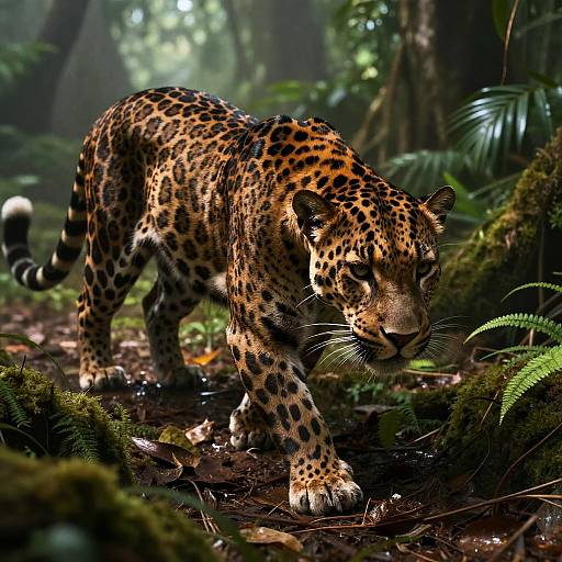 Stealthy Panther in Misty Jungle