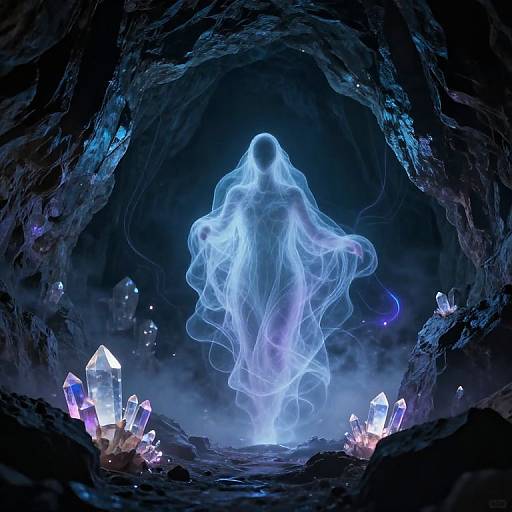 Ethereal Ghost in Mystical Cave